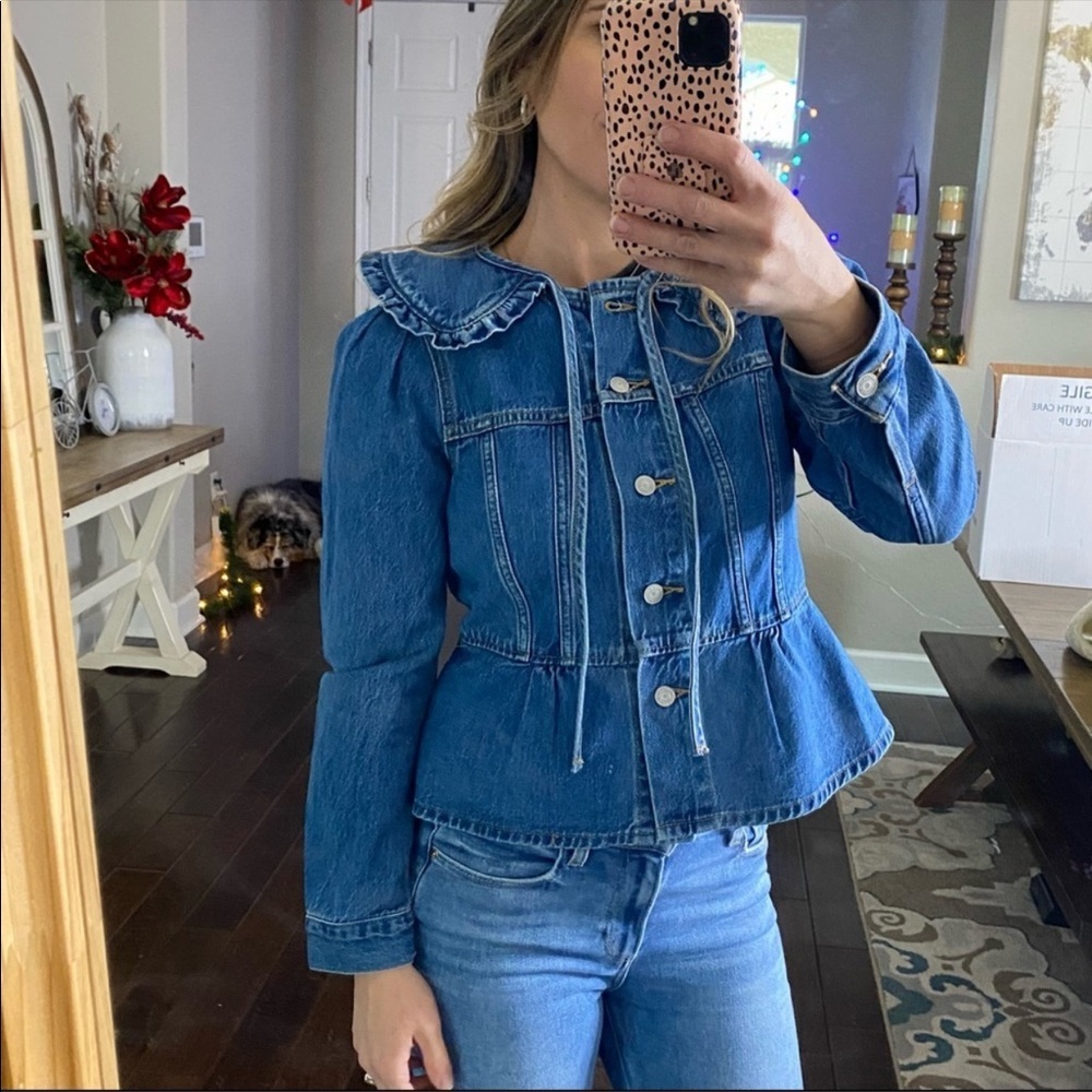 Levi's Blue Jean Jacket with Ruffle Collar
